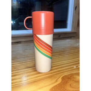 PLASTIC THERMOS VINTAGE 1970S 80S STYLE/ Retro/Rainbow